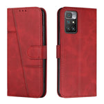Custodia per telefono in pelle con fibbia in pelle di vitello cucita, For Motorola Moto G22, For Xiaomi Redmi 10 5G/Redmi Note 11E, For Xiaomi Redmi 10A/Poco C31/Redmi 9C, For Samsung Galaxy M23 5G/ Galaxy F23 Japan