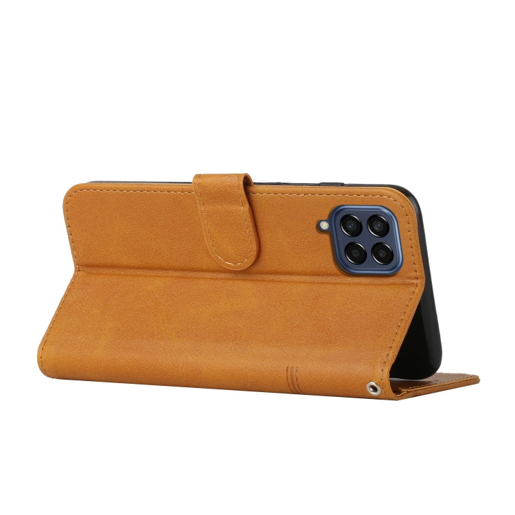 Custodia per telefono in pelle con fibbia in pelle di vitello cucita, For Samsung Galaxy M33 5G, For Samsung Galaxy M53