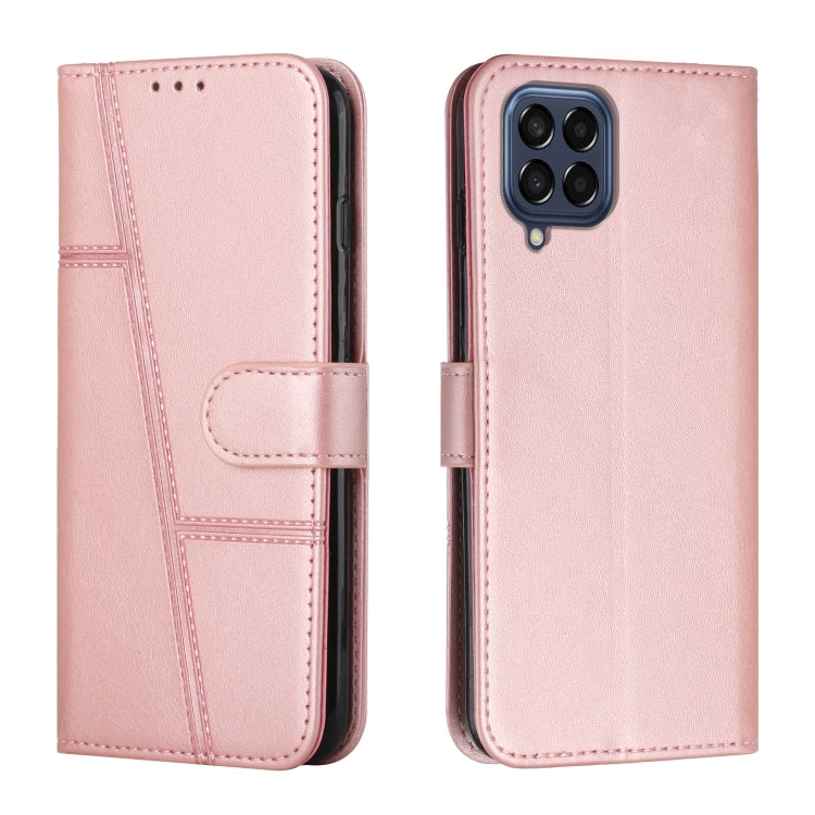 Custodia per telefono in pelle con fibbia in pelle di vitello cucita, For Samsung Galaxy M33 5G, For Samsung Galaxy M53