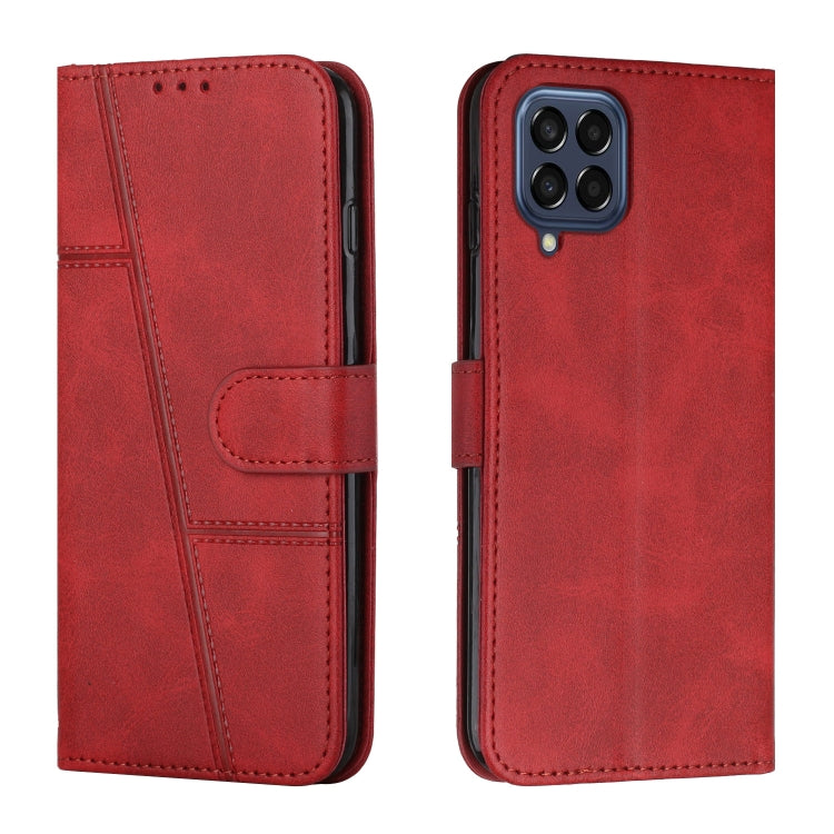 Custodia per telefono in pelle con fibbia in pelle di vitello cucita, For Samsung Galaxy M33 5G, For Samsung Galaxy M53