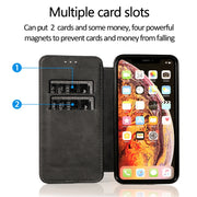 Custodia per telefono in pelle con ventosa magnetica Knight, For iPhone XS Max, For iPhone SE 2022 / SE 2020 / 7 / 8, For iPhone 7 Plus / 8 Plus