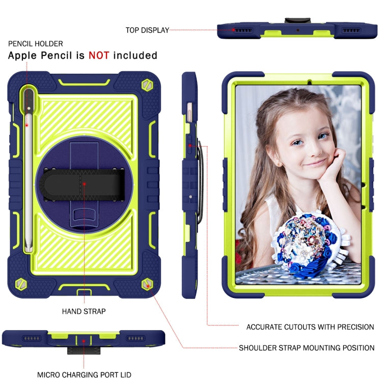 Custodia per tablet in silicone + PC a colori a contrasto con rotazione a 360 gradi, For Samsung Galaxy Tab S7 / S8