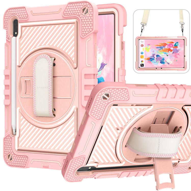 Custodia per tablet in silicone + PC a colori a contrasto con rotazione a 360 gradi, For Samsung Galaxy Tab S7 / S8