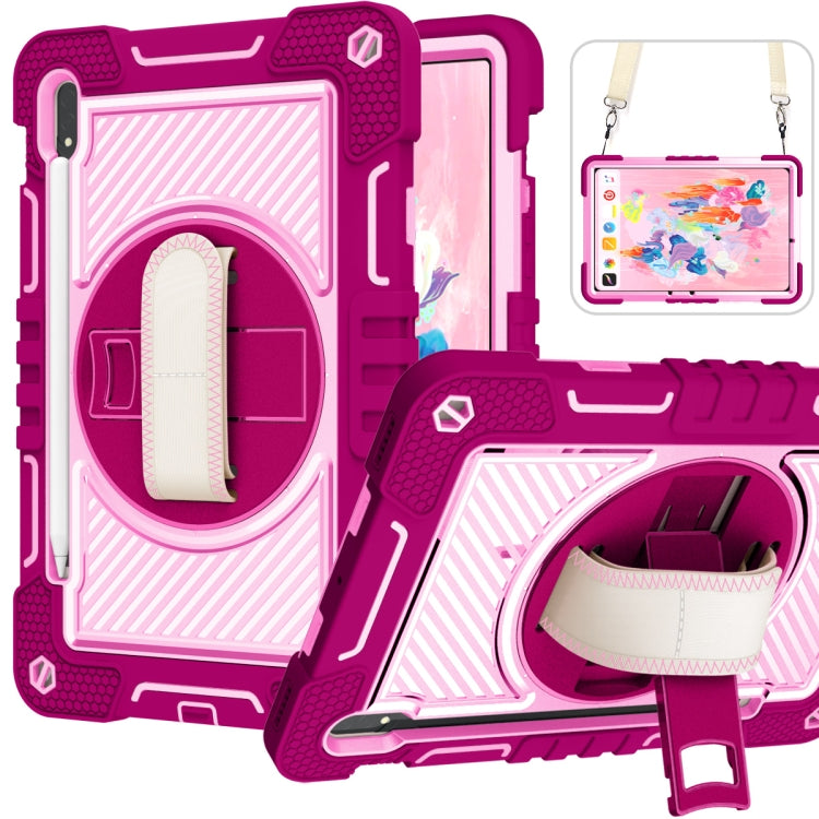 Custodia per tablet in silicone + PC a colori a contrasto con rotazione a 360 gradi, For Samsung Galaxy Tab S7 / S8