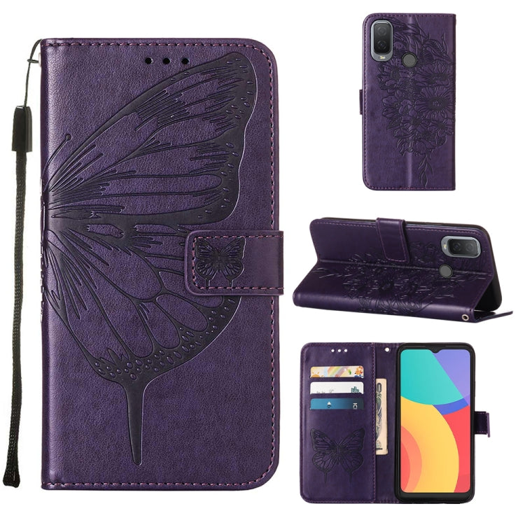 Custodia per telefono in pelle con farfalla goffrata, For Alcatel 1L 2021, For Motorola Moto G 5G 2022, For Motorola Moto G52