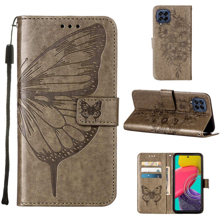 Custodia per telefono in pelle con farfalla goffrata, For Samsung Galaxy M53 5G