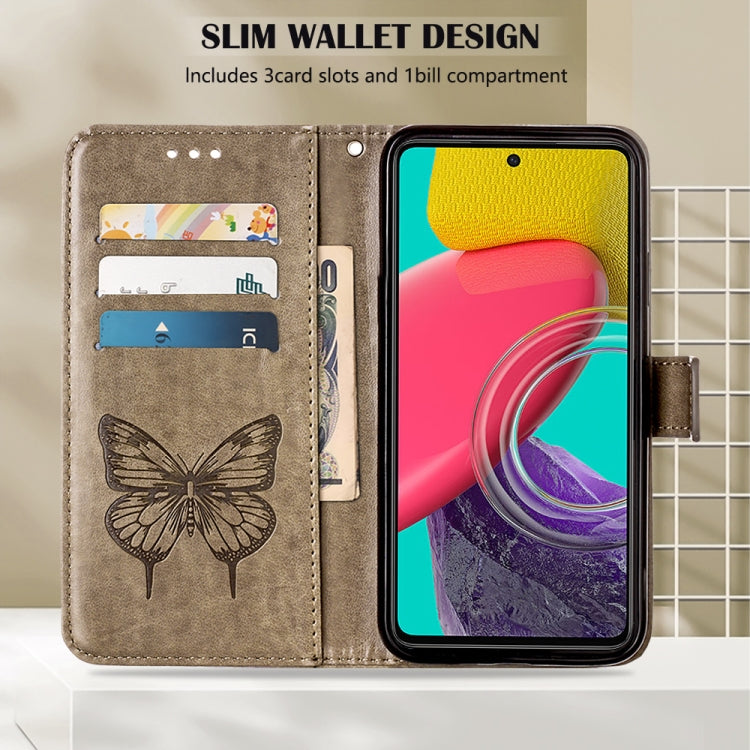 Custodia per telefono in pelle con farfalla goffrata, For Samsung Galaxy M53 5G