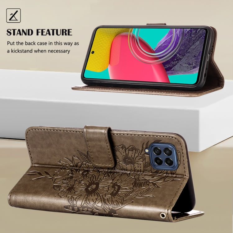 Custodia per telefono in pelle con farfalla goffrata, For Samsung Galaxy M53 5G