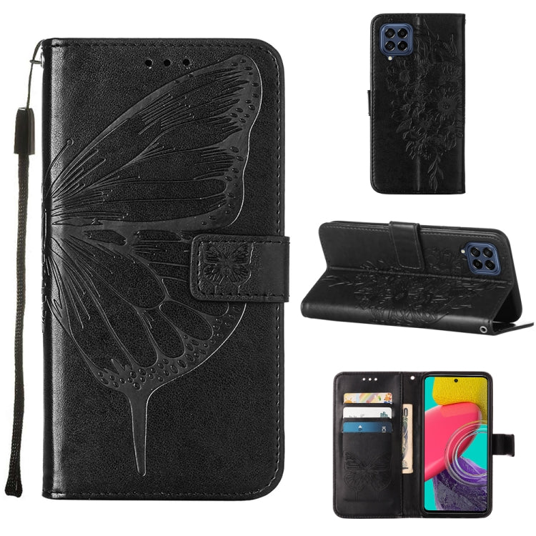 Custodia per telefono in pelle con farfalla goffrata, For Samsung Galaxy M53 5G
