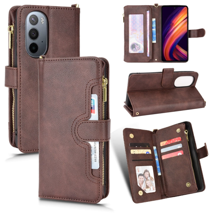 Custodia per telefono in pelle con cerniera texture Litchi, For Sharp Aquos Zero6 / Aquos Air, For Sharp Aquos Wish, For Motorola Moto E40 / E30 / E20, For Motorola Edge X30 / Edge 30 Pro /Edge+ 2020