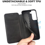 Custodia per telefono in pelle con ventosa magnetica Knight, For Samsung Galaxy S22 5G, For Samsung Galaxy S22+ 5G, For Samsung Galaxy S22 Ultra 5G, For Samsung Galaxy S21 5G