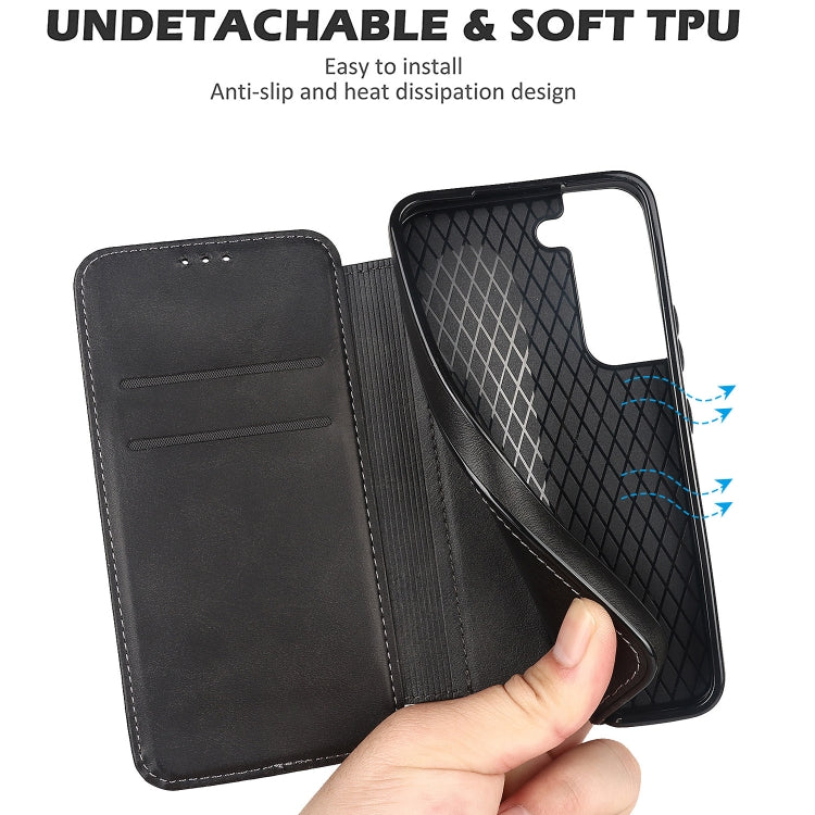 Custodia per telefono in pelle con ventosa magnetica Knight, For Samsung Galaxy S22 5G, For Samsung Galaxy S22+ 5G, For Samsung Galaxy S22 Ultra 5G, For Samsung Galaxy S21 5G