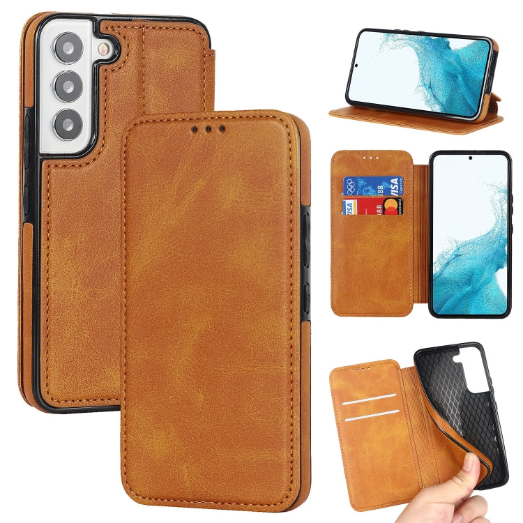 Custodia per telefono in pelle con ventosa magnetica Knight, For Samsung Galaxy S22 5G, For Samsung Galaxy S22+ 5G, For Samsung Galaxy S22 Ultra 5G, For Samsung Galaxy S21 5G