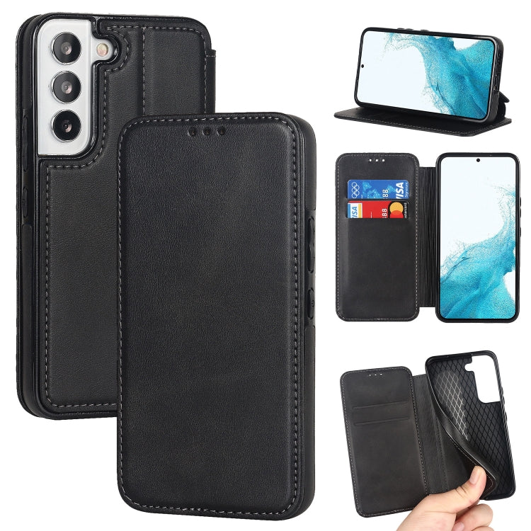 Custodia per telefono in pelle con ventosa magnetica Knight, For Samsung Galaxy S22 5G, For Samsung Galaxy S22+ 5G, For Samsung Galaxy S22 Ultra 5G, For Samsung Galaxy S21 5G