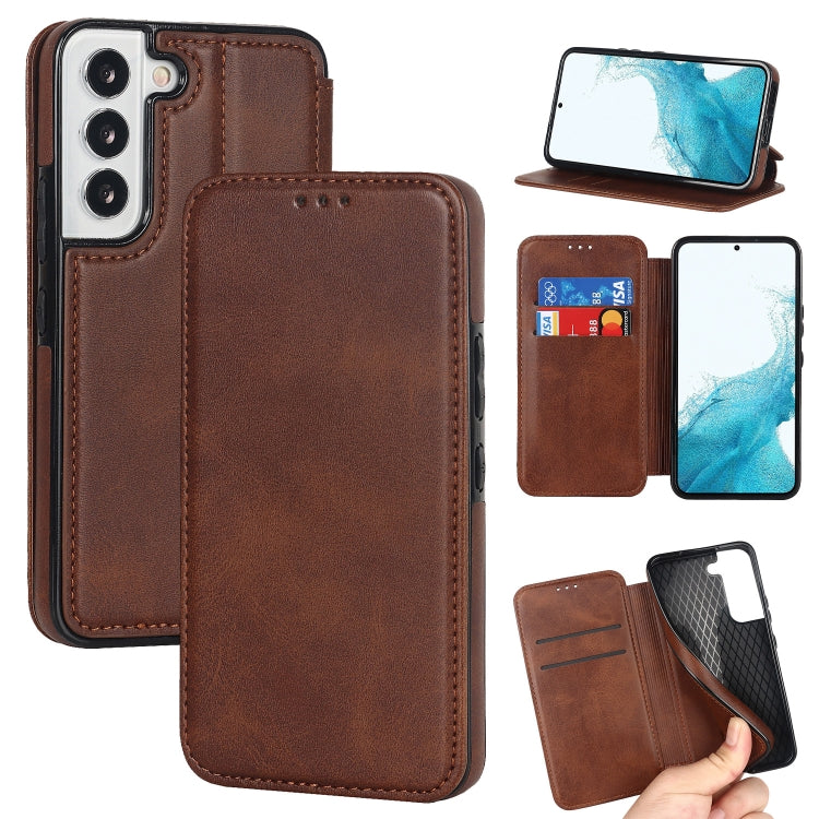 Custodia per telefono in pelle con ventosa magnetica Knight, For Samsung Galaxy S22 5G, For Samsung Galaxy S22+ 5G, For Samsung Galaxy S22 Ultra 5G, For Samsung Galaxy S21 5G
