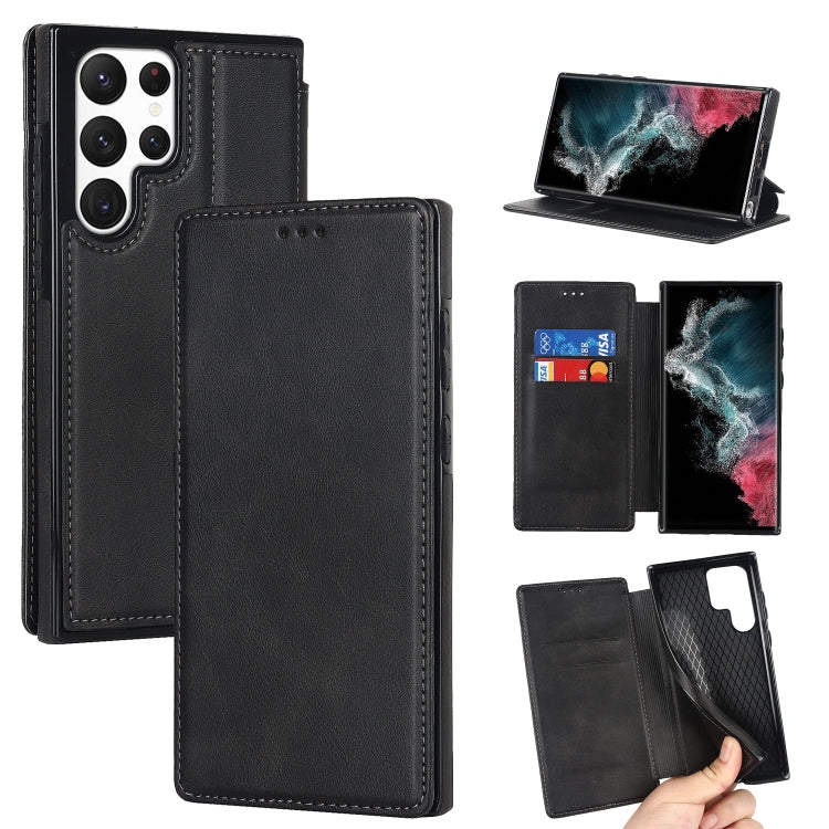 Custodia per telefono in pelle con ventosa magnetica Knight, For Samsung Galaxy S22 5G, For Samsung Galaxy S22+ 5G, For Samsung Galaxy S22 Ultra 5G, For Samsung Galaxy S21 5G