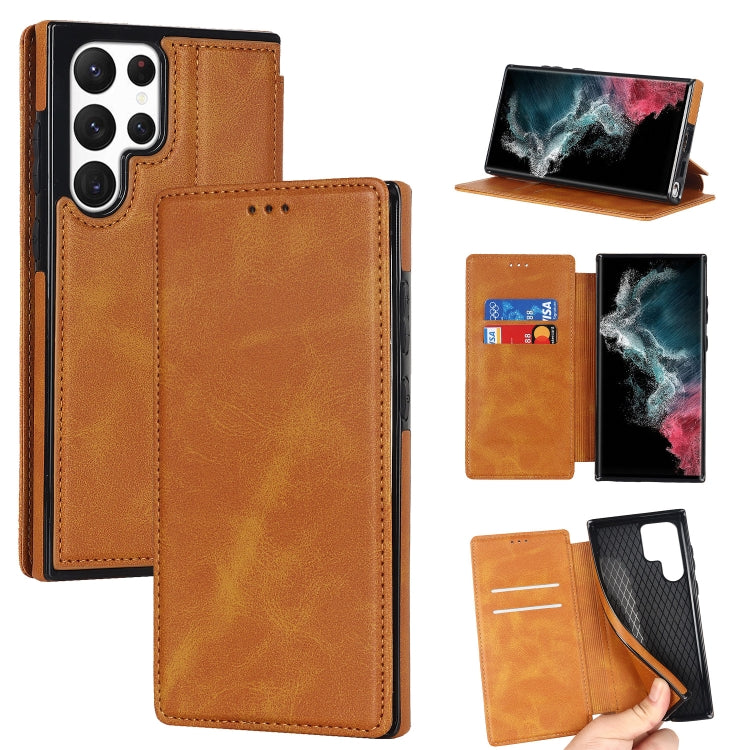 Custodia per telefono in pelle con ventosa magnetica Knight, For Samsung Galaxy S22 5G, For Samsung Galaxy S22+ 5G, For Samsung Galaxy S22 Ultra 5G, For Samsung Galaxy S21 5G