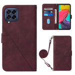 Custodia per cellulare in pelle con flip in rilievo 3D a tracolla, For Samsung Galaxy M53 5G