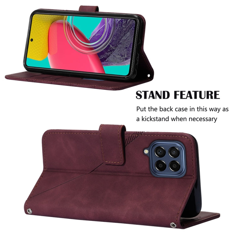 Custodia per cellulare in pelle con flip in rilievo 3D a tracolla, For Samsung Galaxy M53 5G