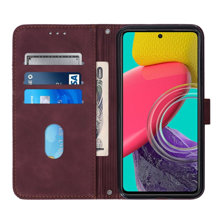 Custodia per cellulare in pelle con flip in rilievo 3D a tracolla, For Samsung Galaxy M53 5G