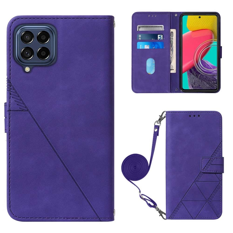 Custodia per cellulare in pelle con flip in rilievo 3D a tracolla, For Samsung Galaxy M53 5G