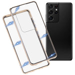 Custodia per telefono in vetro temperato in metallo magnetico HD, For Samsung Galaxy S21 Ultra 5G