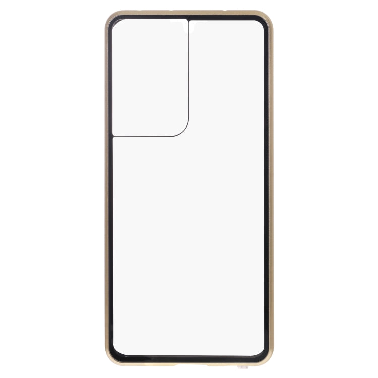 Custodia per telefono in vetro temperato in metallo magnetico HD, For Samsung Galaxy S21 Ultra 5G