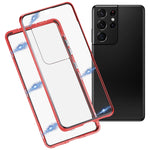 Custodia per telefono in vetro temperato in metallo magnetico HD, For Samsung Galaxy S21 Ultra 5G