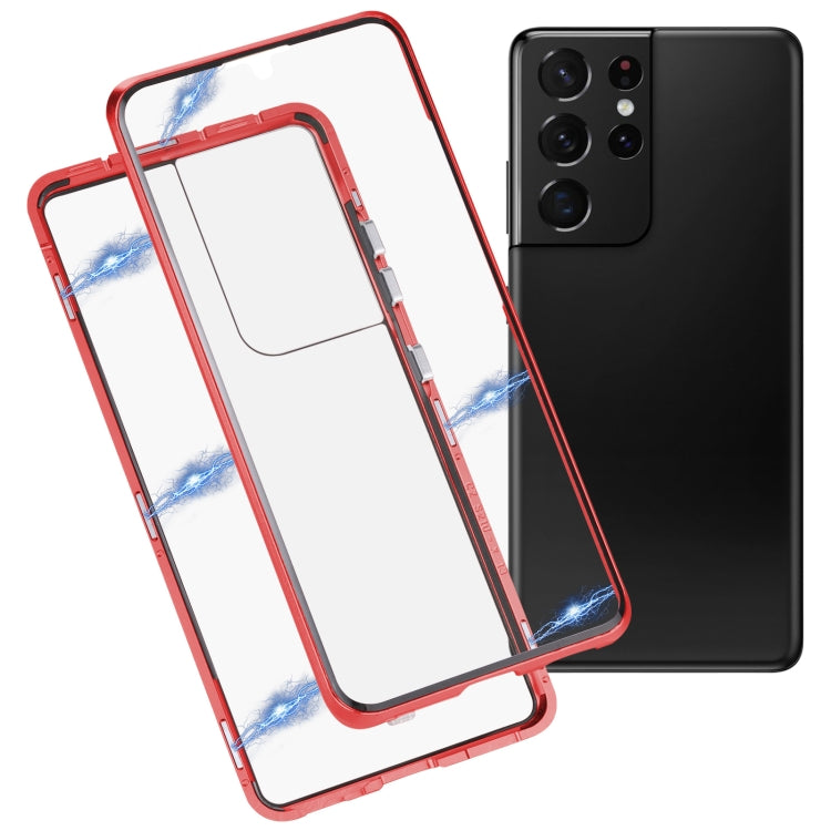 Custodia per telefono in vetro temperato in metallo magnetico HD, For Samsung Galaxy S21 Ultra 5G