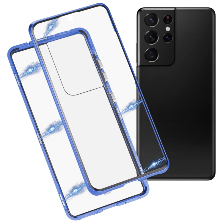 Custodia per telefono in vetro temperato in metallo magnetico HD, For Samsung Galaxy S21 Ultra 5G