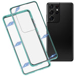 Custodia per telefono in vetro temperato in metallo magnetico HD, For Samsung Galaxy S21 Ultra 5G