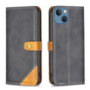 Custodia in pelle con doppio filo per cucire in tinta, For iPhone 13 mini, For iPhone 13, For iPhone 13 Pro, For iPhone 12 mini