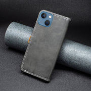 Custodia in pelle con doppio filo per cucire in tinta, For iPhone 13 mini, For iPhone 13, For iPhone 13 Pro, For iPhone 12 mini