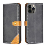 Custodia in pelle con doppio filo per cucire in tinta, For iPhone 12 / 12 Pro, For iPhone 12 Pro Max, For iPhone 11, For iPhone 11 Pro