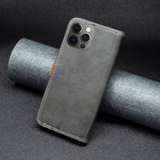 Custodia in pelle con doppio filo per cucire in tinta, For iPhone 12 / 12 Pro, For iPhone 12 Pro Max, For iPhone 11, For iPhone 11 Pro