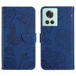 Custodia per cellulare in pelle goffrata con peonia a farfalla, For OnePlus 10R/ACE, For OnePlus Nord CE 2 5G, For OnePlus Nord CE2 Lite/Realme 9 Pro 5G/Realme V25, For Motorola Moto G 5G 2022