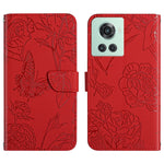 Custodia per cellulare in pelle goffrata con peonia a farfalla, For OnePlus 10R/ACE, For OnePlus Nord CE 2 5G, For OnePlus Nord CE2 Lite/Realme 9 Pro 5G/Realme V25, For Motorola Moto G 5G 2022