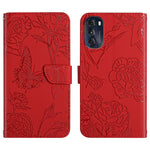 Custodia per cellulare in pelle goffrata con peonia a farfalla, For OnePlus 10R/ACE, For OnePlus Nord CE 2 5G, For OnePlus Nord CE2 Lite/Realme 9 Pro 5G/Realme V25, For Motorola Moto G 5G 2022