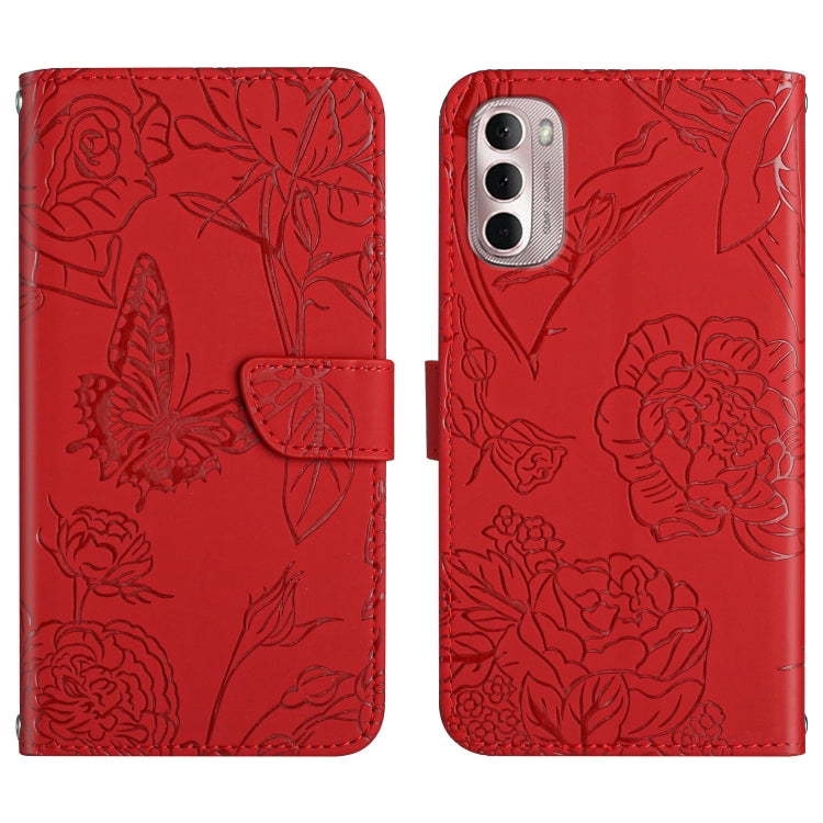 Custodia per cellulare in pelle goffrata con peonia a farfalla, For Motorola Moto G Stylus 4G 2022, For Motorola Moto G Stylus 5G 2022, For Motorola Moto G52, For Nokia X100