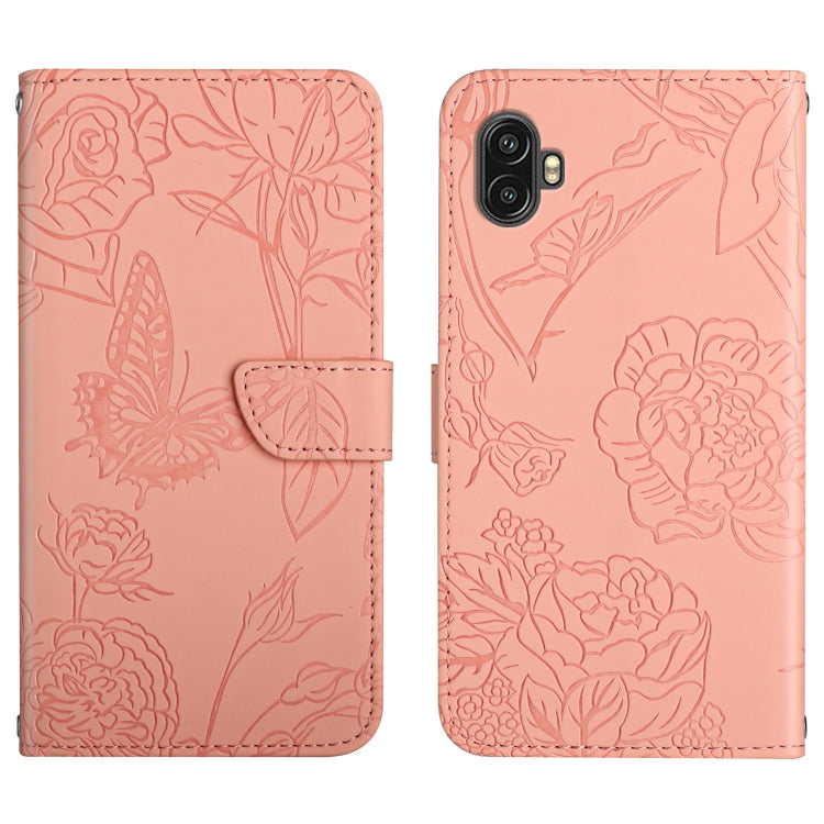 Custodia per cellulare in pelle goffrata con peonia a farfalla, For OPPO Find X5 Lite, For OPPO Realme 9 Pro+/Realme 9 4G, For Samsung Galaxy Xcover6 Pro, For Samsung Galaxy M33