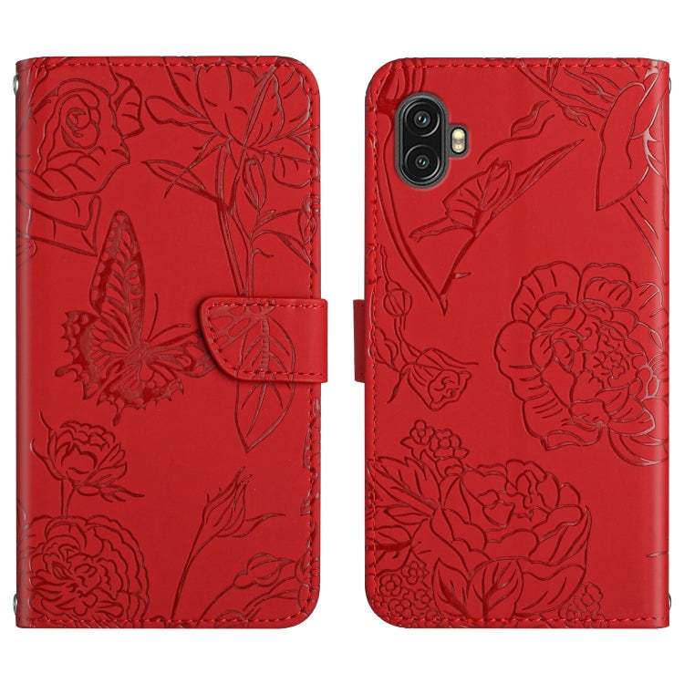 Custodia per cellulare in pelle goffrata con peonia a farfalla, For OPPO Find X5 Lite, For OPPO Realme 9 Pro+/Realme 9 4G, For Samsung Galaxy Xcover6 Pro, For Samsung Galaxy M33