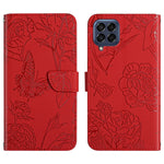 Custodia per cellulare in pelle goffrata con peonia a farfalla, For OPPO Find X5 Lite, For OPPO Realme 9 Pro+/Realme 9 4G, For Samsung Galaxy Xcover6 Pro, For Samsung Galaxy M33