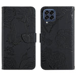 Custodia per cellulare in pelle goffrata con peonia a farfalla, For Samsung Galaxy M53, For Sharp Aquos R7, For Xiaomi Poco F4 GT
