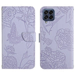Custodia per cellulare in pelle goffrata con peonia a farfalla, For Samsung Galaxy M53, For Sharp Aquos R7, For Xiaomi Poco F4 GT