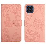 Custodia per cellulare in pelle goffrata con peonia a farfalla, For Samsung Galaxy M53, For Sharp Aquos R7, For Xiaomi Poco F4 GT