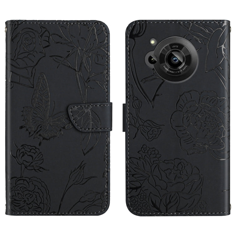 Custodia per cellulare in pelle goffrata con peonia a farfalla, For Samsung Galaxy M53, For Sharp Aquos R7, For Xiaomi Poco F4 GT