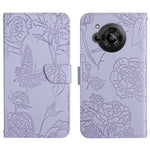 Custodia per cellulare in pelle goffrata con peonia a farfalla, For Samsung Galaxy M53, For Sharp Aquos R7, For Xiaomi Poco F4 GT