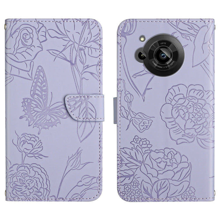 Custodia per cellulare in pelle goffrata con peonia a farfalla, For Samsung Galaxy M53, For Sharp Aquos R7, For Xiaomi Poco F4 GT