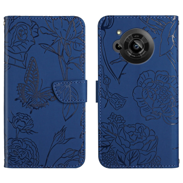 Custodia per cellulare in pelle goffrata con peonia a farfalla, For Samsung Galaxy M53, For Sharp Aquos R7, For Xiaomi Poco F4 GT