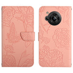 Custodia per cellulare in pelle goffrata con peonia a farfalla, For Samsung Galaxy M53, For Sharp Aquos R7, For Xiaomi Poco F4 GT